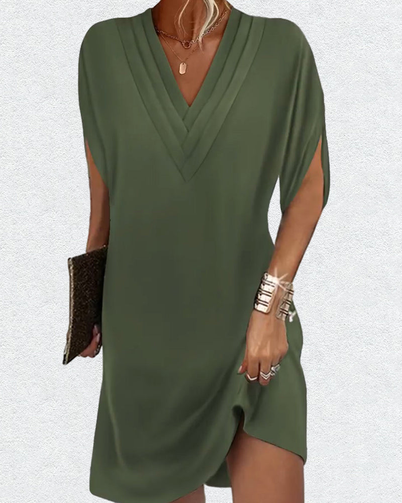 GR | Elegant dress with open sleeves and V-neck