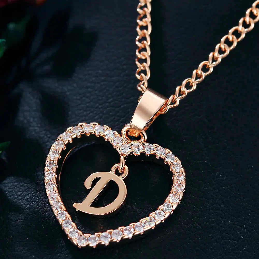 GR | Letter Zircon Love Necklace Jewelry Pendant