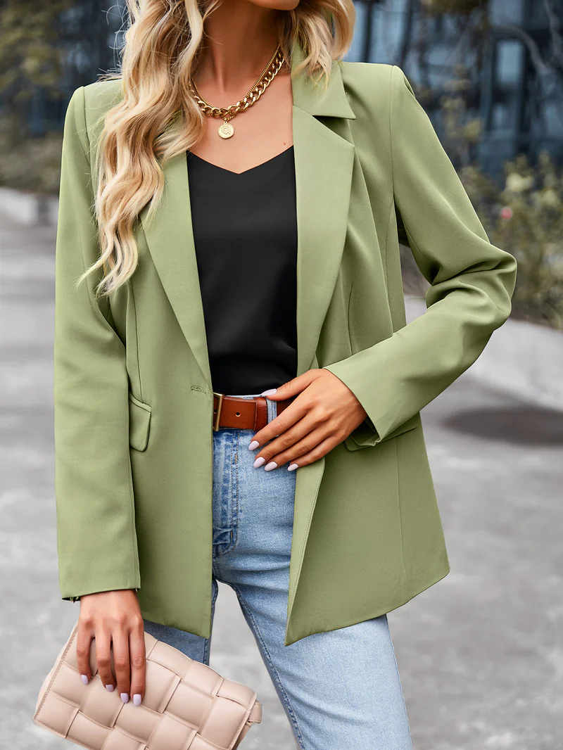 GR | Women's blazer with one button, long sleeves, tailored cut, casual chic