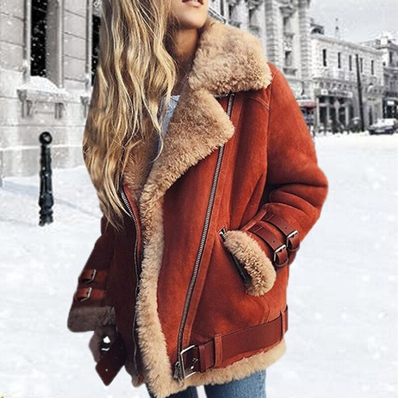 GR – Beautiful suede jacket with teddy fleece