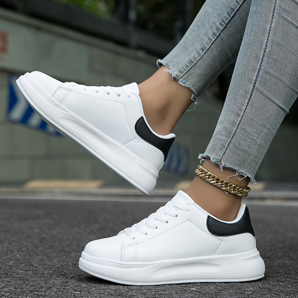 GR | Women's Leather Sneakers White Sporty Women's Shoes