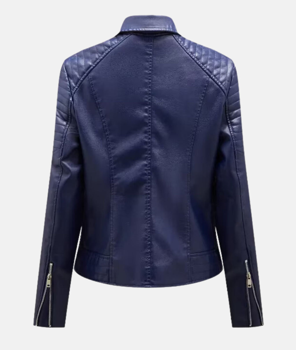 GR | Women's leather jacket without hood - Stylish biker jacket