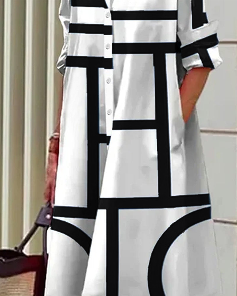 GR | Dress with pockets and geometric print