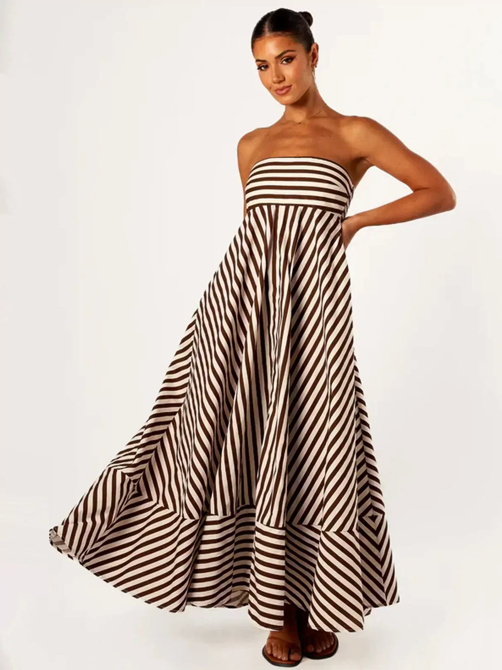 GR | Strapless Striped Maxi Dress for Women