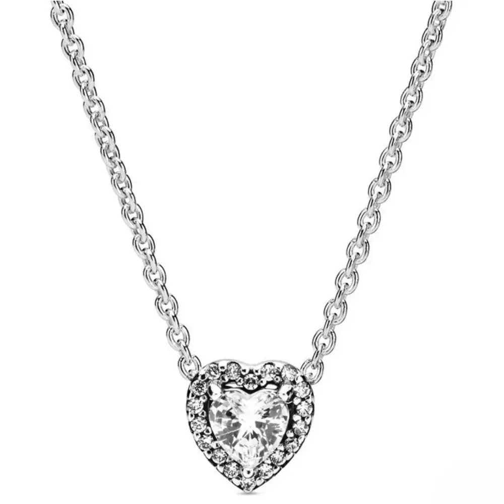 GR | Sterling Silver Eye-Blinding Heart-Shaped Pendant Necklace for Women