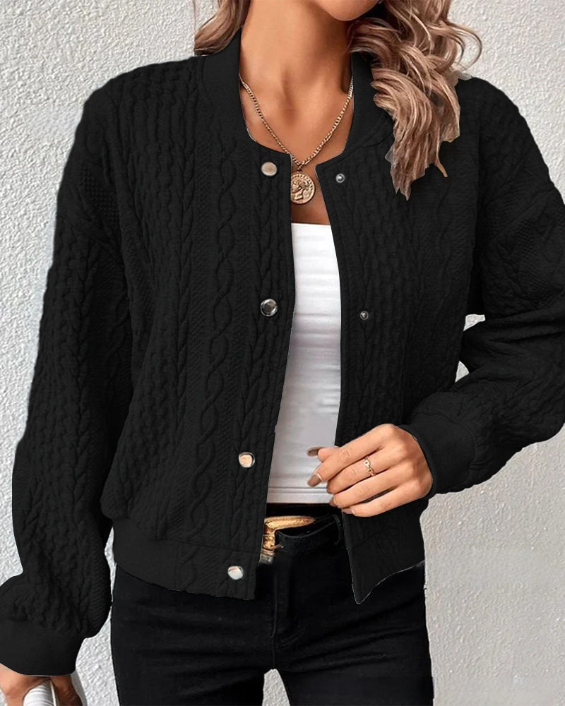 Solid cardigan with button placket 2024