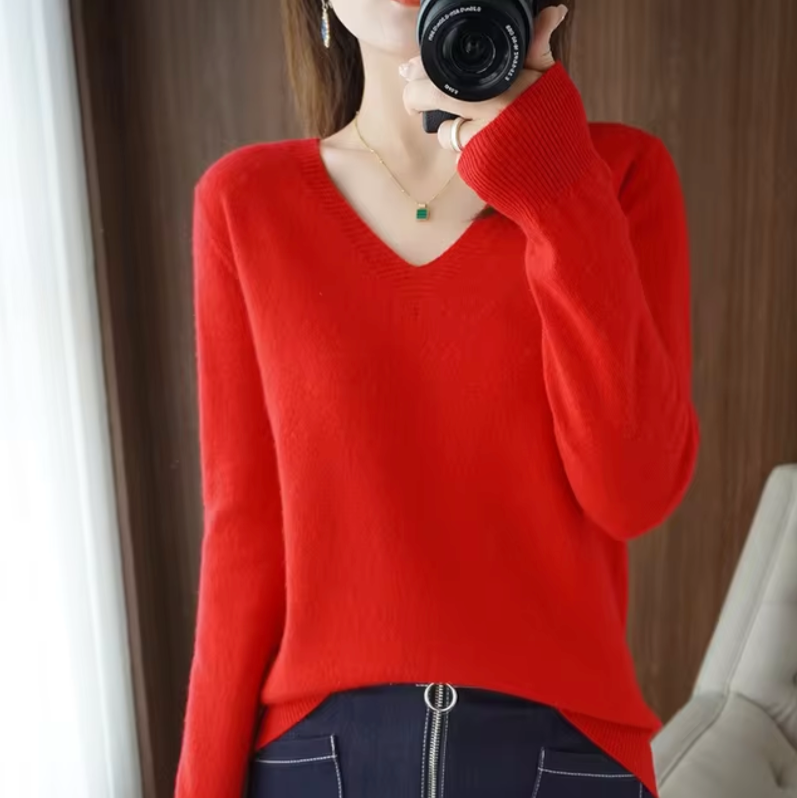 GR | V-Ausschnitt Strickpullover