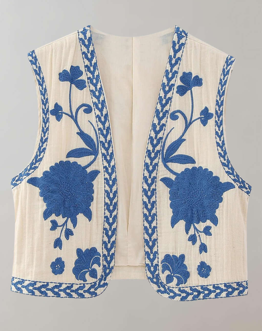 GR | Vest with Floral Embroidery Jackets