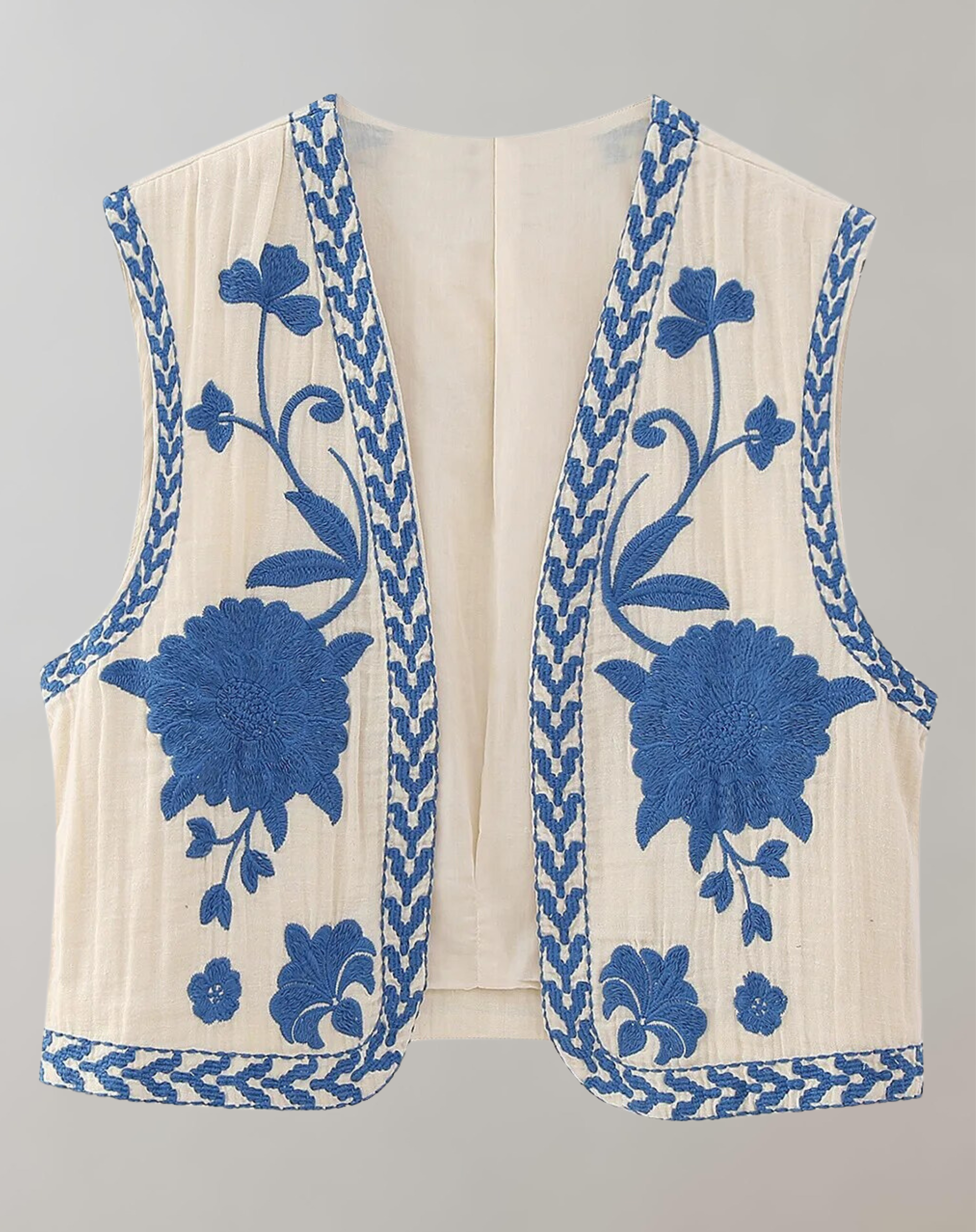 GR | Vest with Floral Embroidery Jackets
