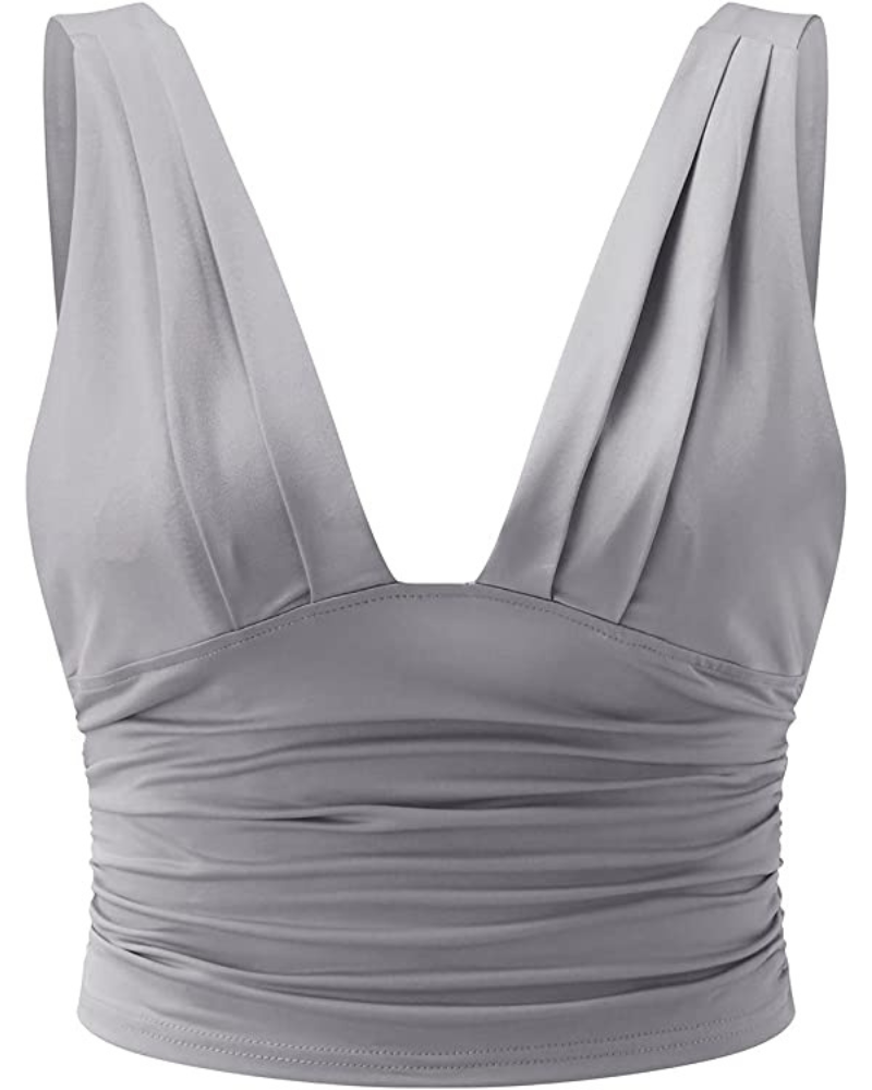GR | Elegant Women's Top Chic Sleeveless Crop Top with V-Neck