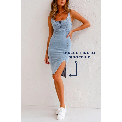 GR | Denim Kleid mit Enganliegender Passform Die Ein Elegantes Aussehen Sicherstellt