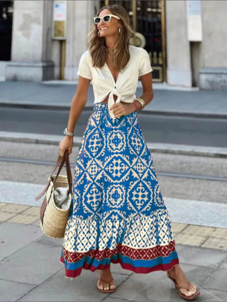 GR | Boho Skirt with Elastic Waistband Women's