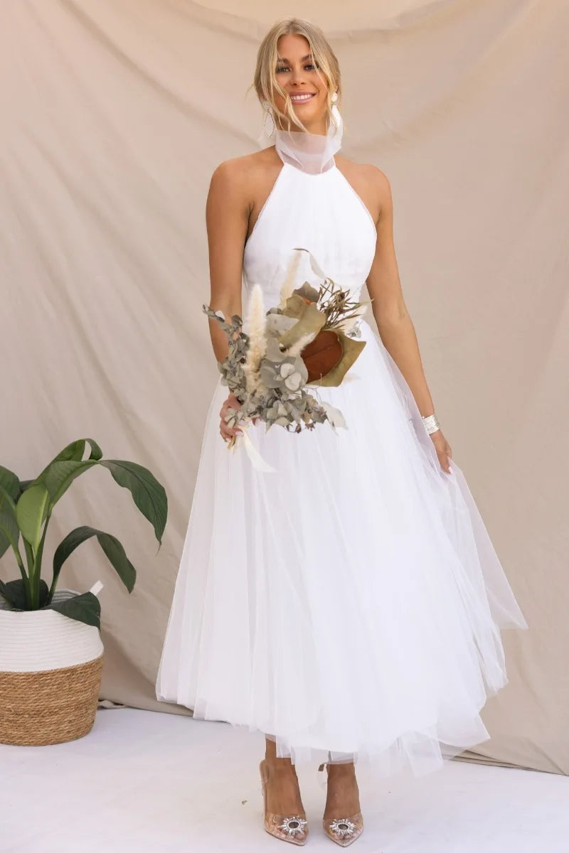 GR | Halter Tüll Midi Kleid