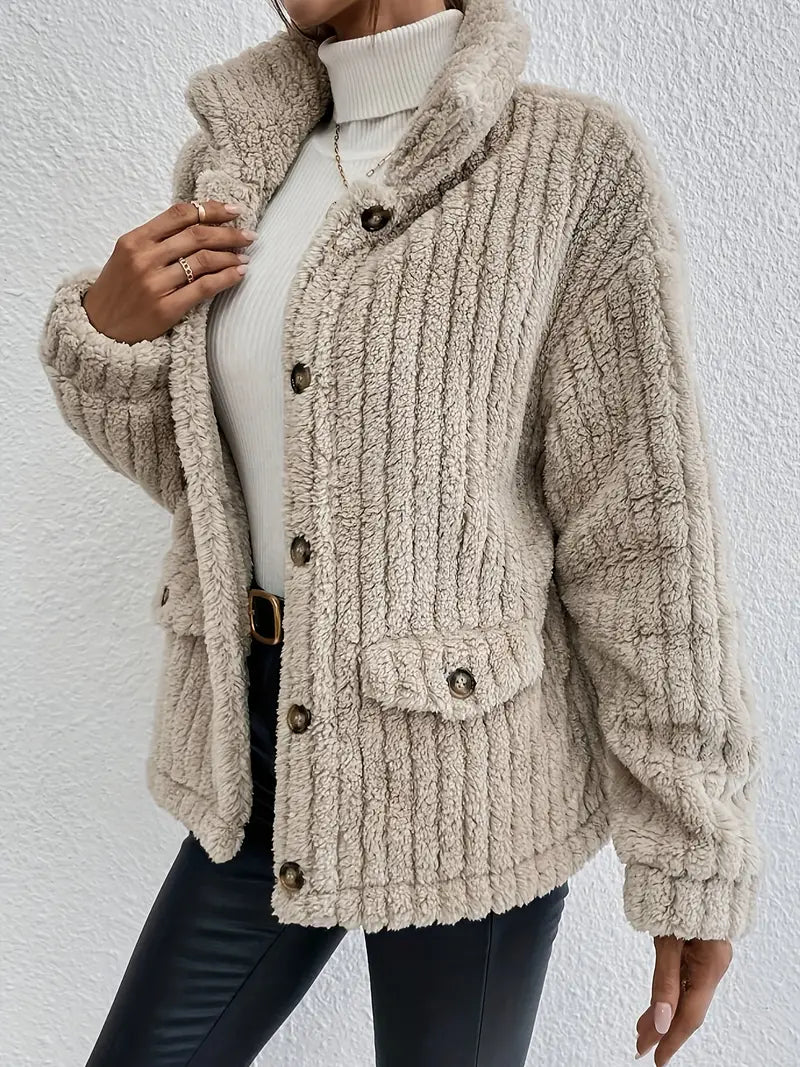 Double-sided cardigan with velvet buttons