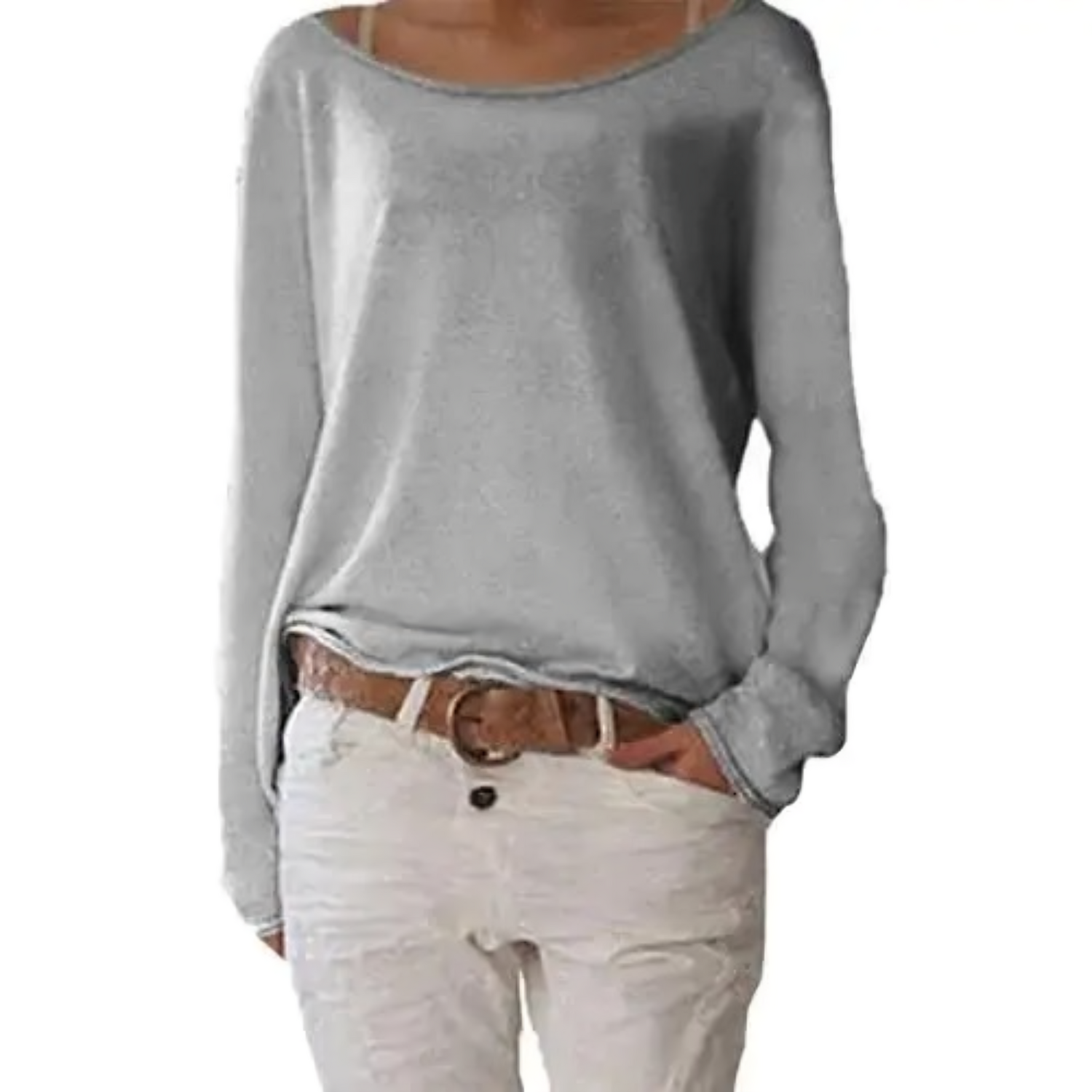 GR | yellow sweatshirt with a round neck, simple and slim fit