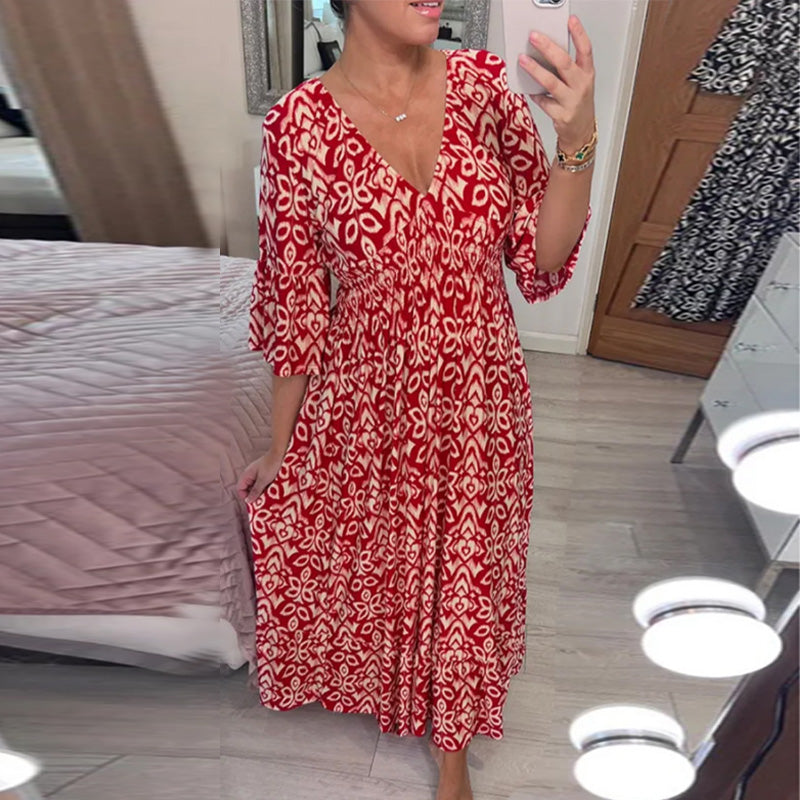 GR | Modische Damenkleid mit Print
