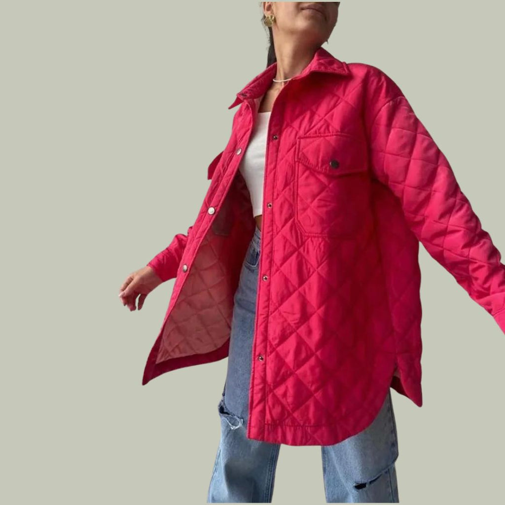 quilted jacket with snap fasteners