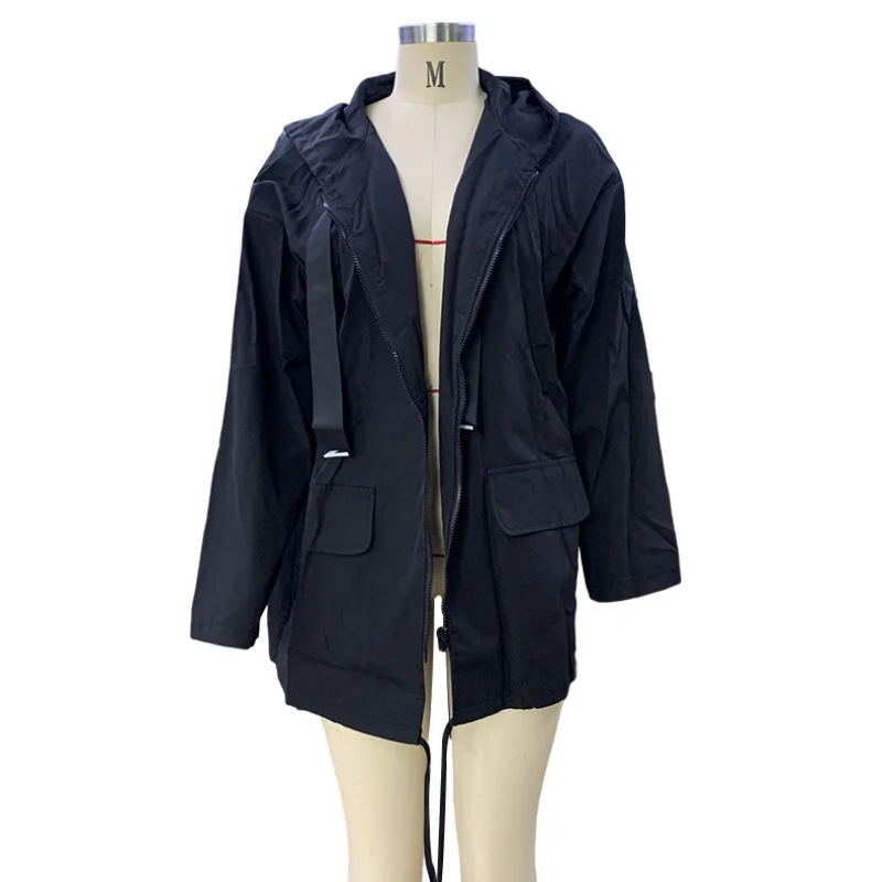 GR | Casual women's trench coat with graphic details and front pockets