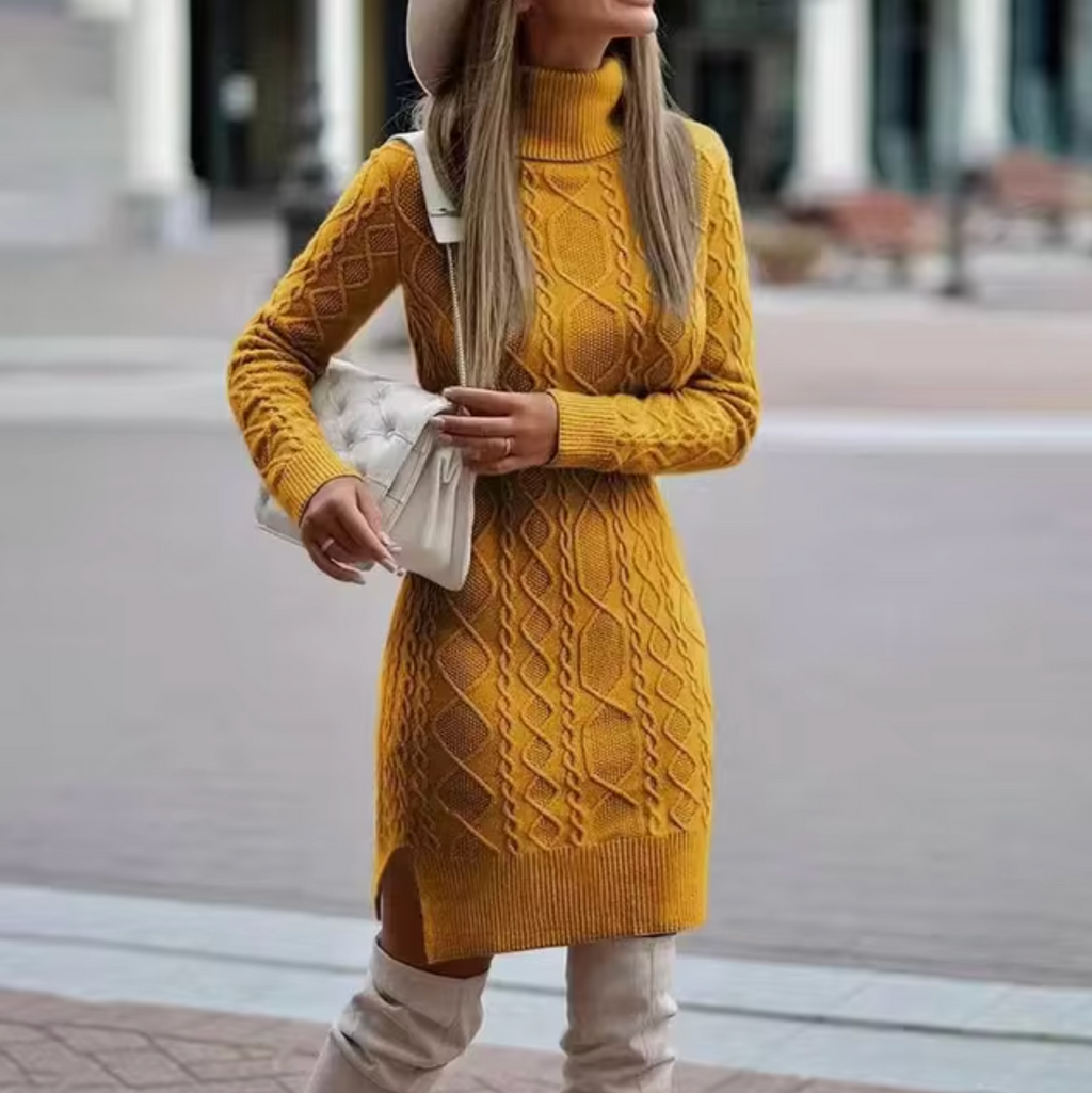 GR – Gestricktes Rollkragen-Pulloverkleid