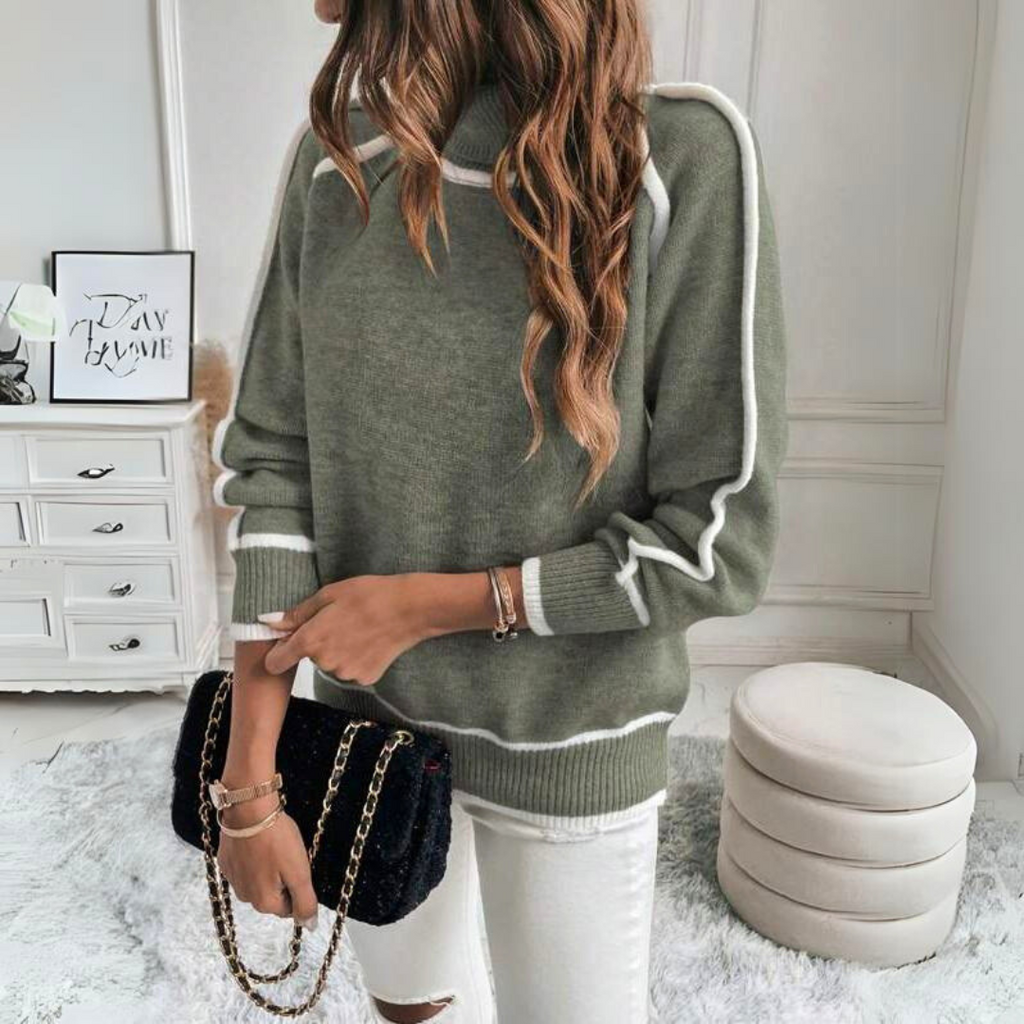 GR - Luxe Olivgrüne Strickpullover