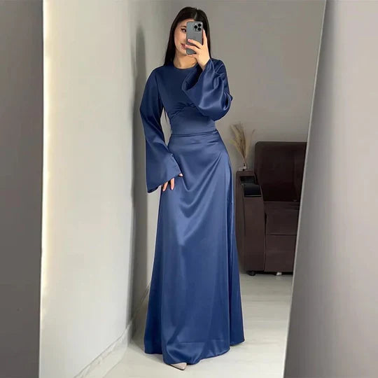 GR | Lange Frauenkleider Aus Satin Stil