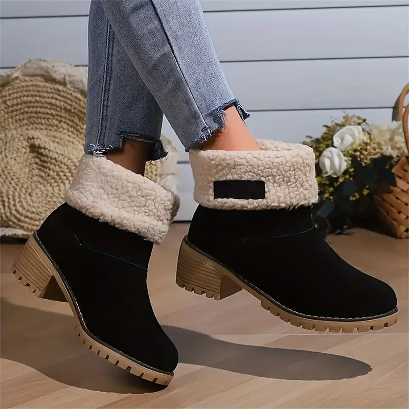 PLUSH-LINED WINTER PLATFORM ANKLE BOOTS