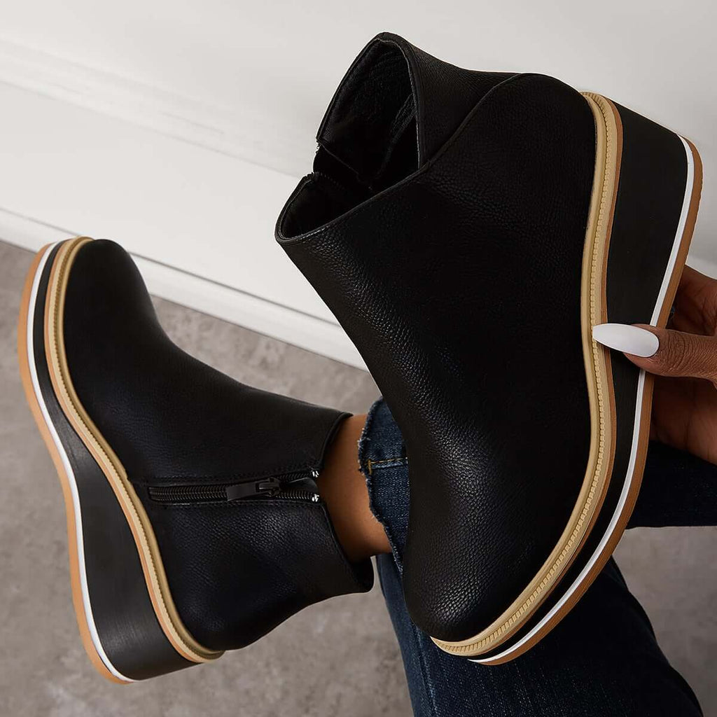 GR - Stylish ankle boots with zipper and platform