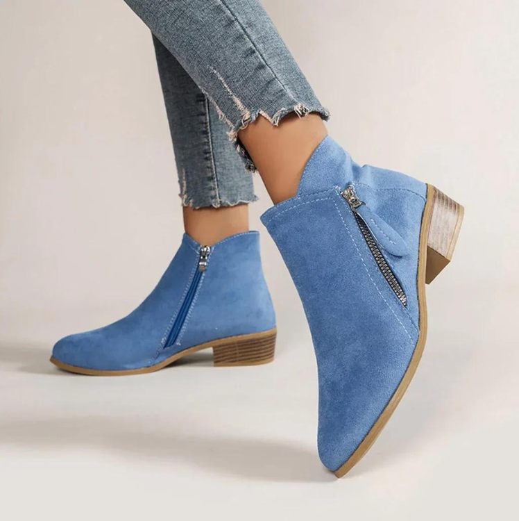 GR | Women's suede boots with a comfortable fit and zipper