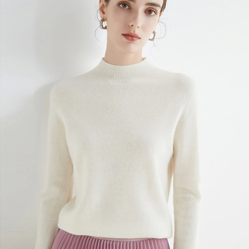 GR | Women's Cashmere Round Neck Sweater - Soft and Lightweight Knit Sweater