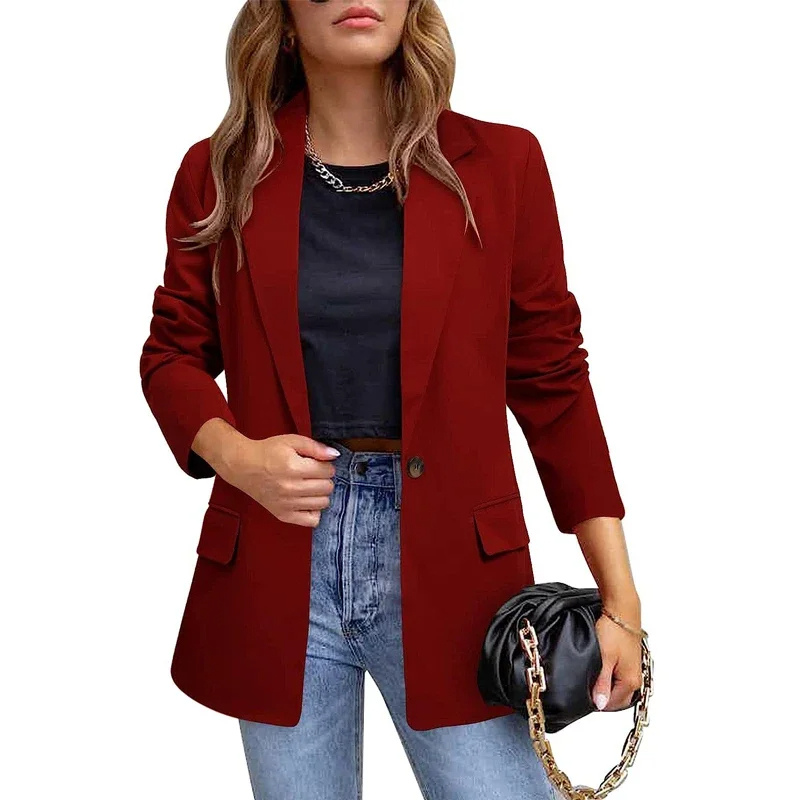 GR | Long women's blazer with flap pockets and tailored cut