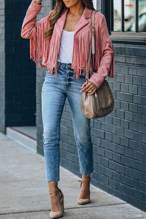 GR | At Your Best Fringe Edge Faux Suede Shacket