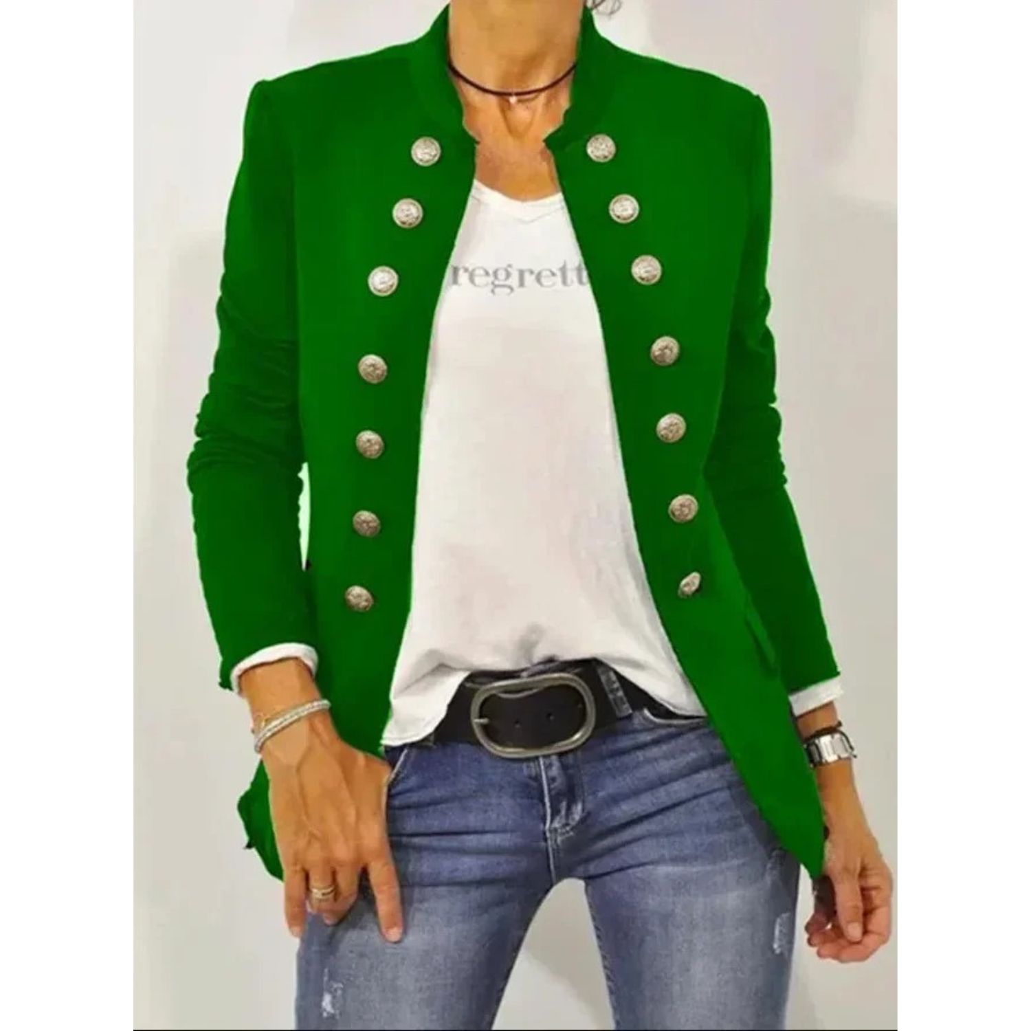 GR – long-sleeved black women's blazer