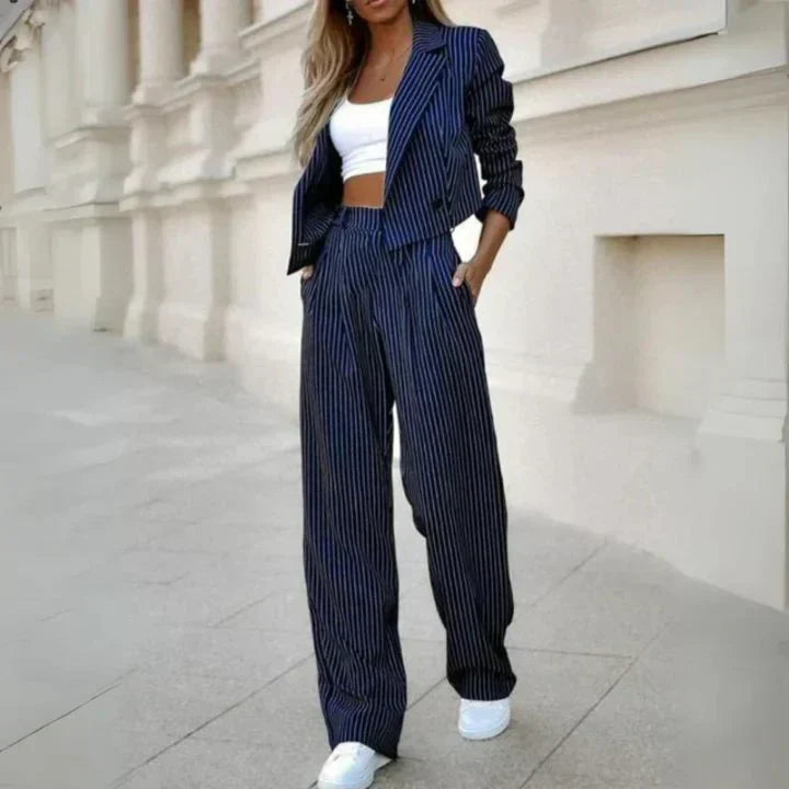 GR | 2-Piece Blazer Suit and Wide-Leg Trousers for Women