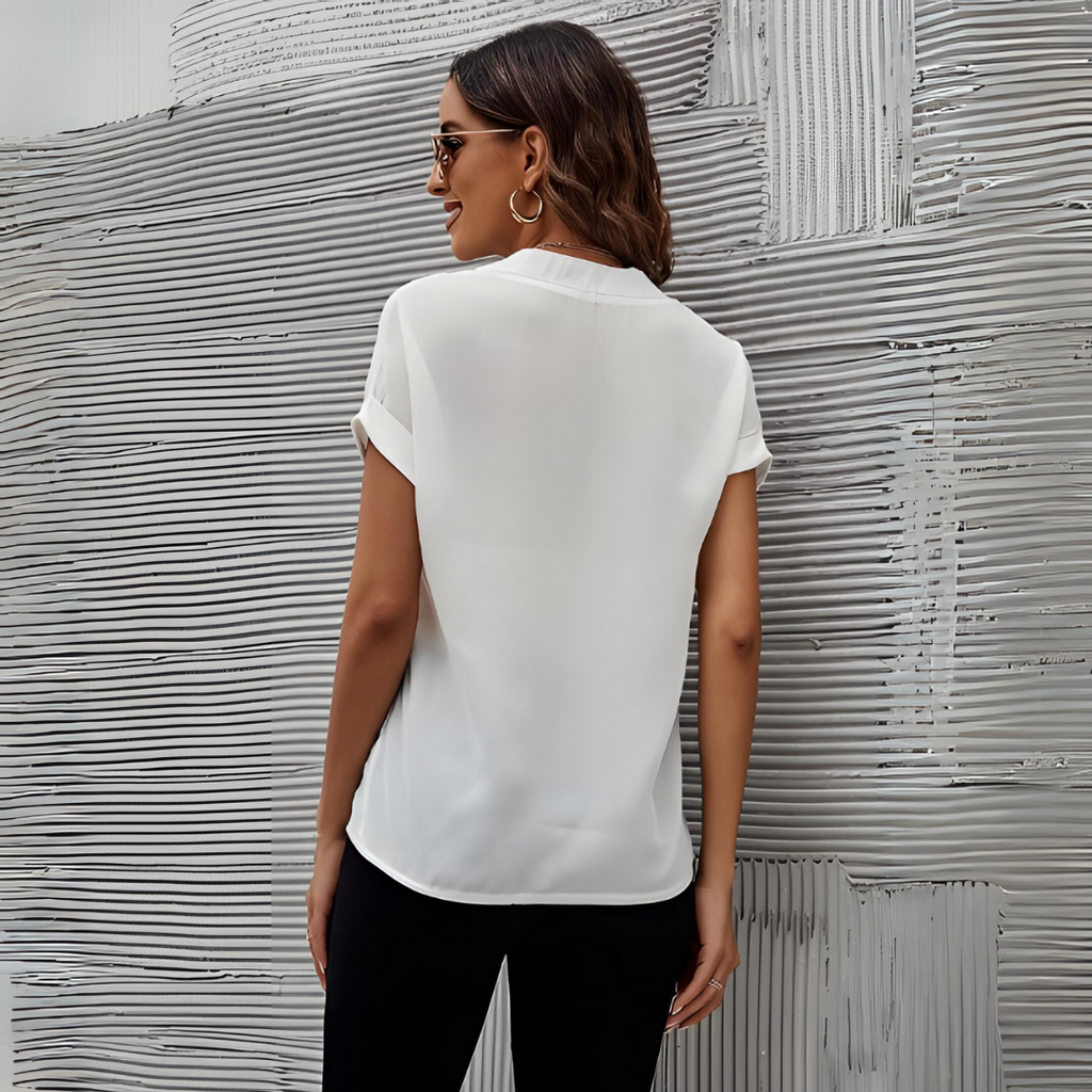 GR | Weiße Bluse für Frauen | Kurze Ärmel