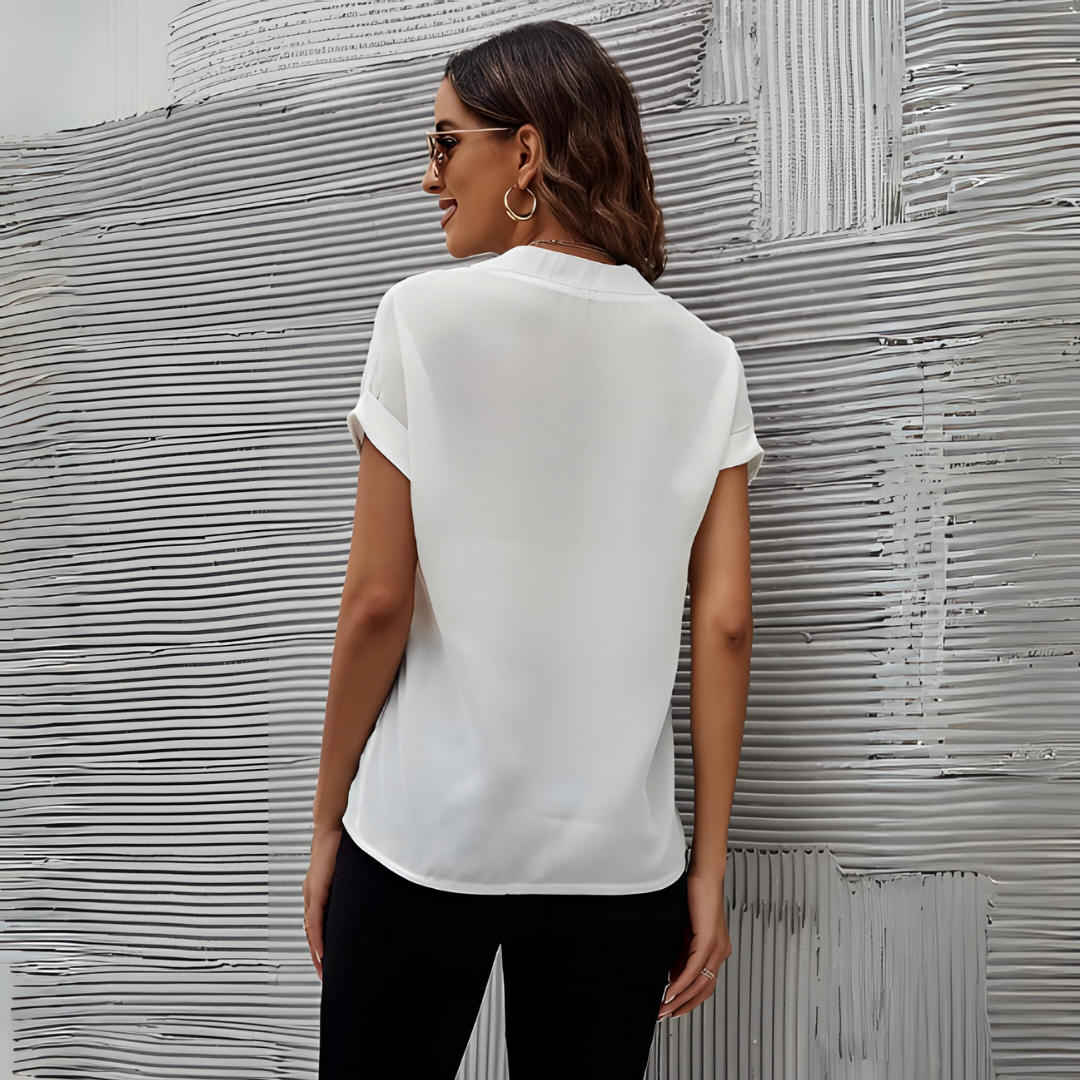 GR | Weiße Bluse für Frauen | Kurze Ärmel