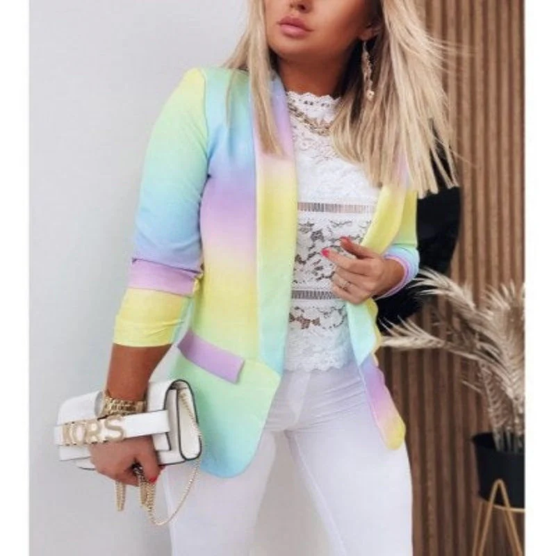 GR | Women's Ombre Open Front Blazer, Long Sleeves, Relaxed Fit