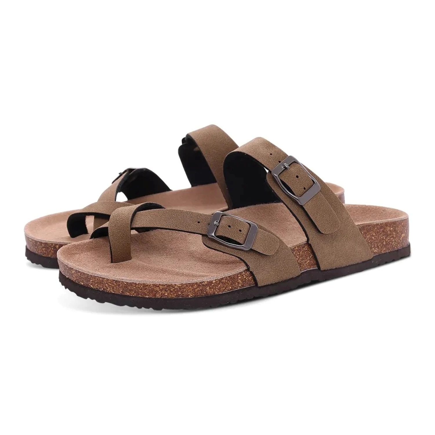 GR | Suede Women's Sandals with Double Strap