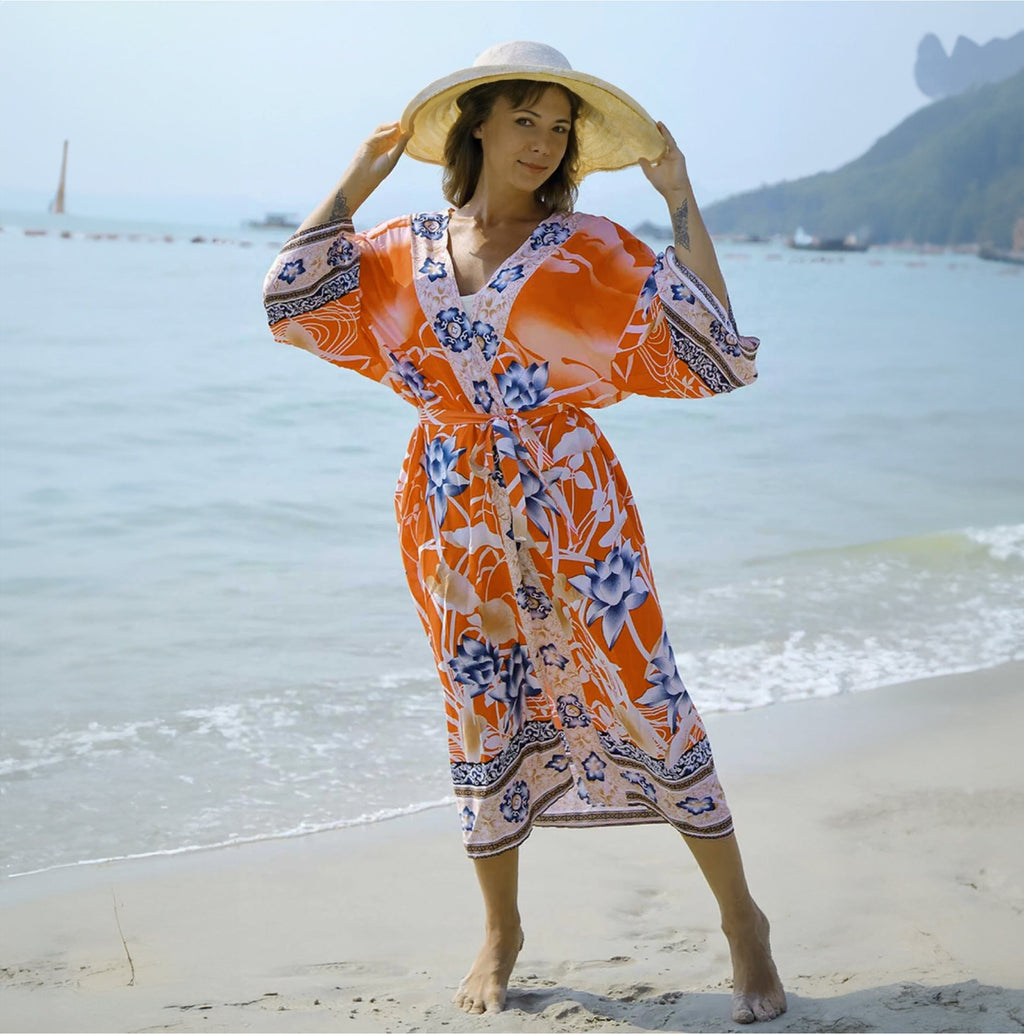 GR | Printed, Kimono-Inspired, Stylish Beach Wrap