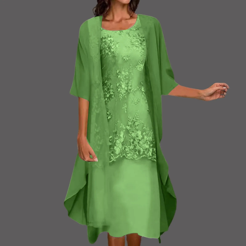 GR | Damen Stilvolles Kleid mit Cardigan Midi