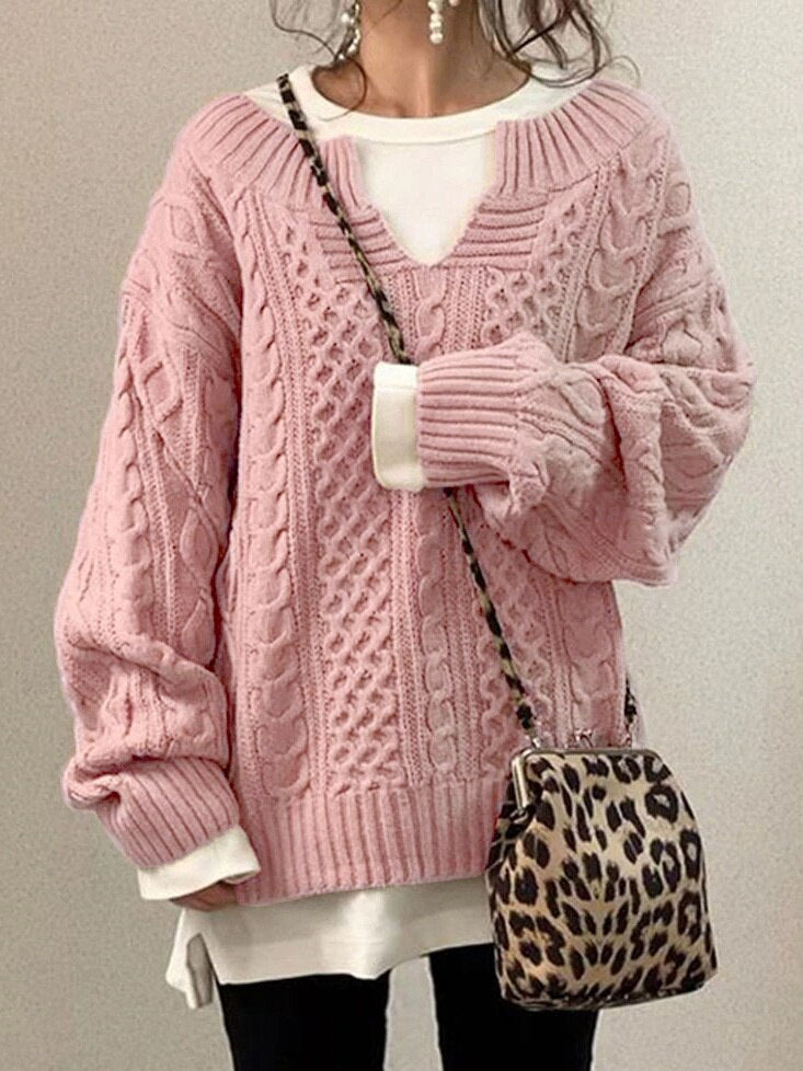 GR Luxe Sweater | Bequemer warmer Oversized-Zopfpullover aus weichem Material