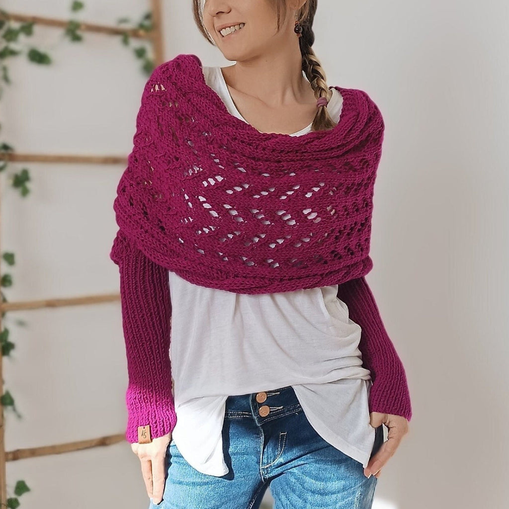 GR | Versatile scarf with sleeves and braided pattern