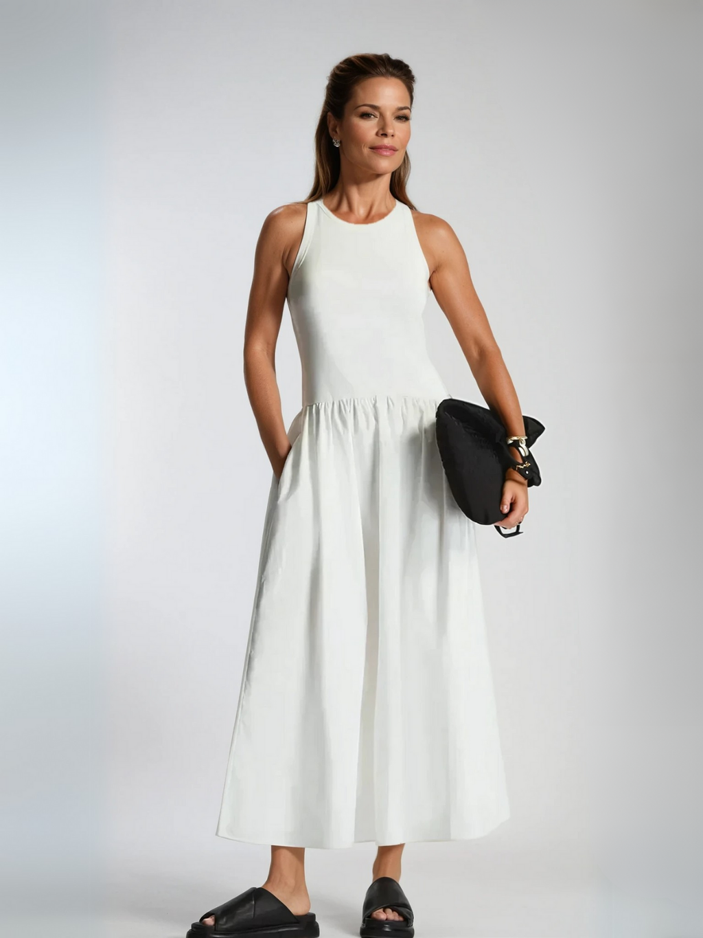 GR | Neck Casual Stitching Vest Dress