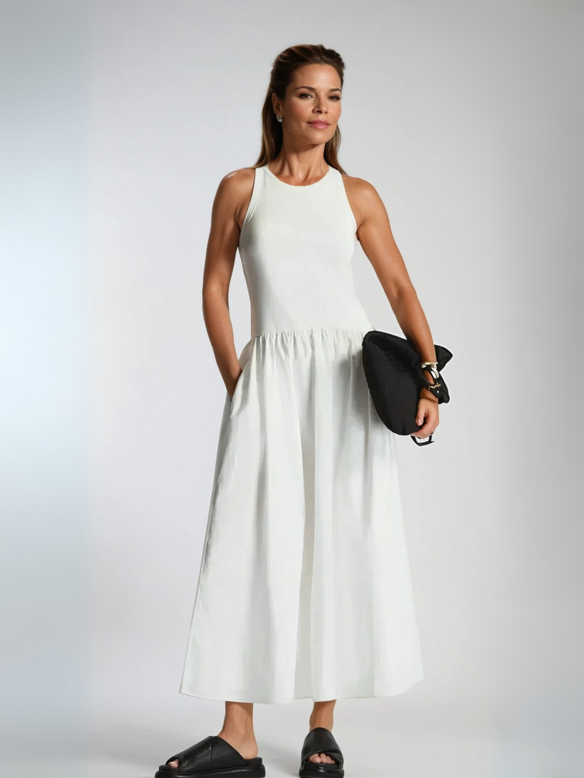 GR | Neck Casual Stitching Vest Dress