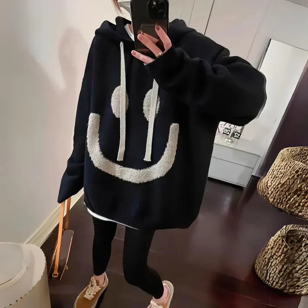 GR | langer Smiley Pullover für Frauen