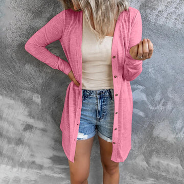 Langärmlige Strickjacke mit Knöpfen
