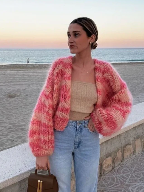 Striped open cardigan