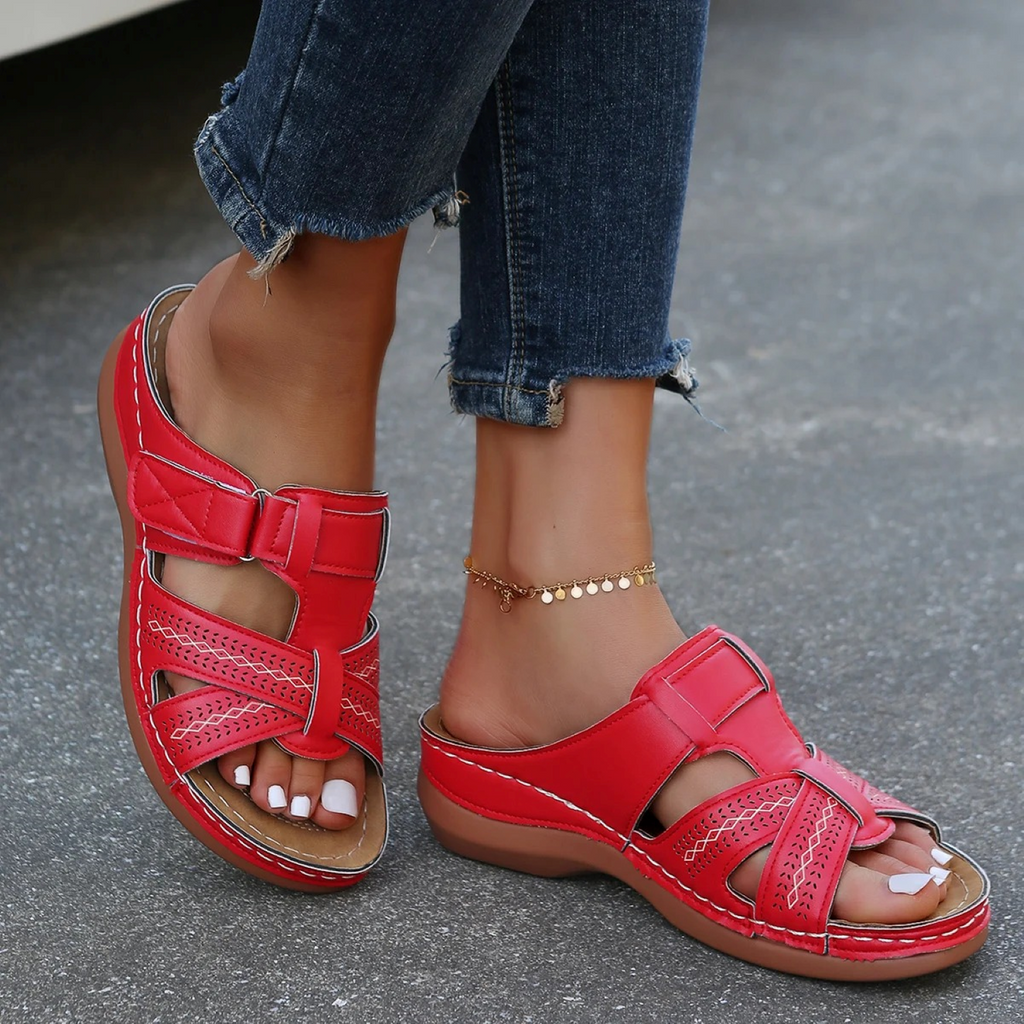 GR | Orthopedic leather sandals for women with open toe