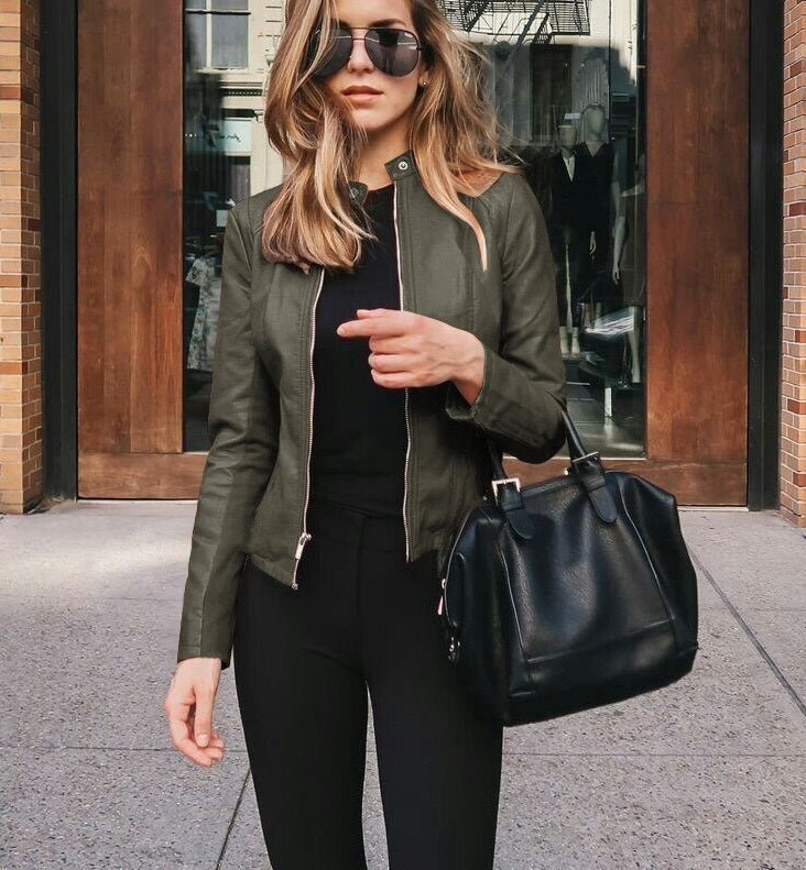 GR Leather Jacket | Elegant leather-look jacket for women