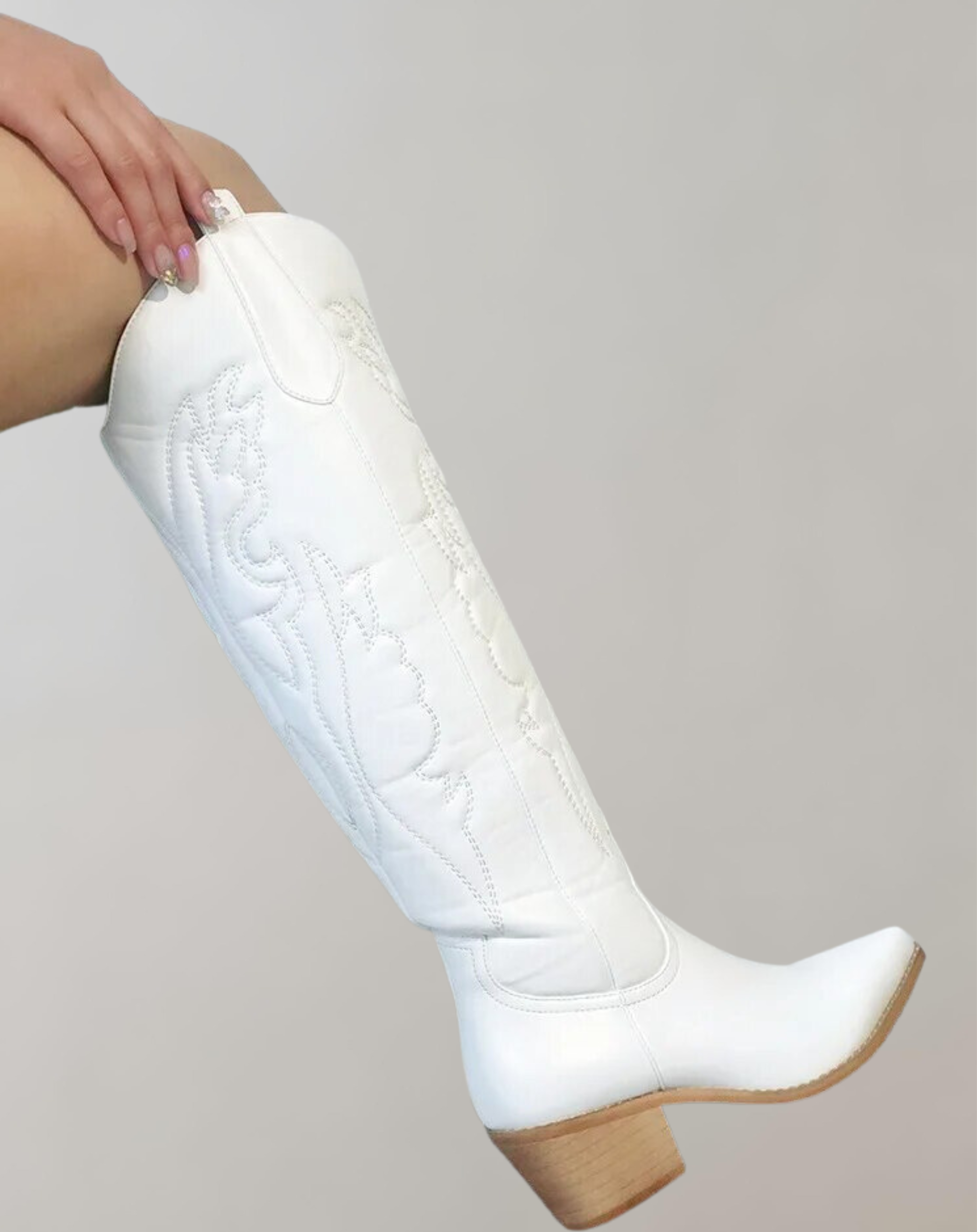 GR | Embroidered knee-high western boots