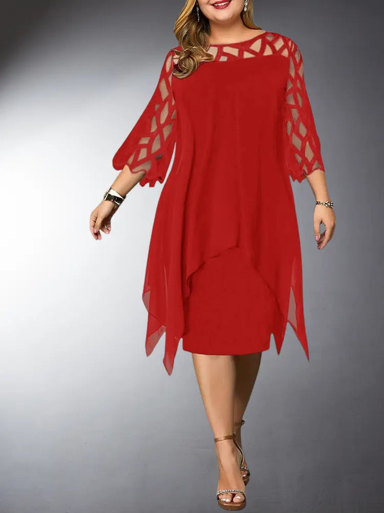 GR | Elegantes Plus Size Spitzen Midi Kleid